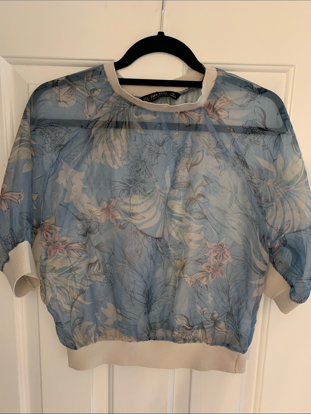 ZARA Basic collection- Sheer Floral short Sleeve Top